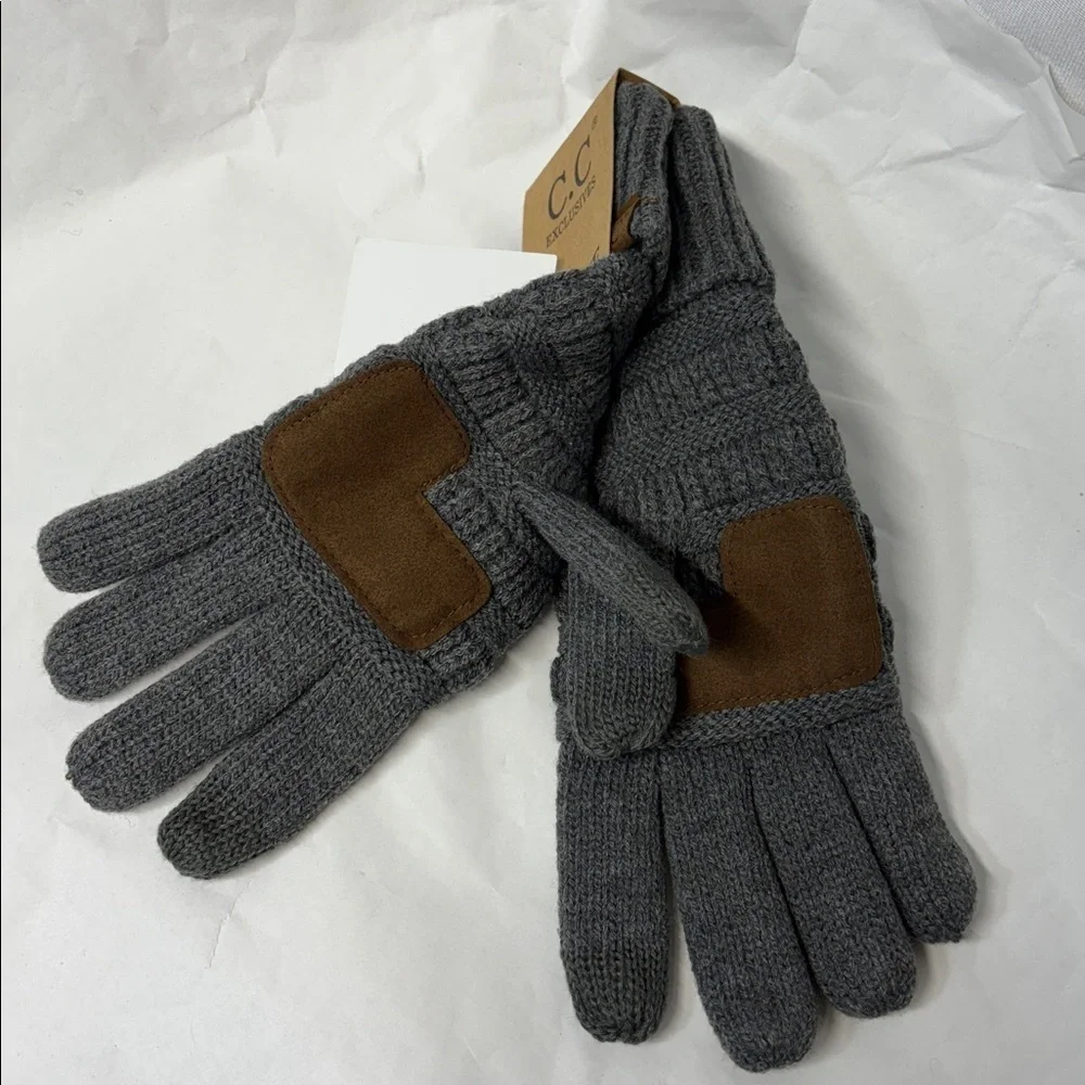 C.C Exclusives slate Gray smart tips Touchscreen compatible leather palm Gloves